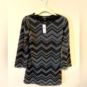Black and Silver Glitter Striped Dress